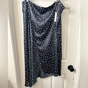 Vince polka dot draped charmeuse skirt nwt 2X navy plus